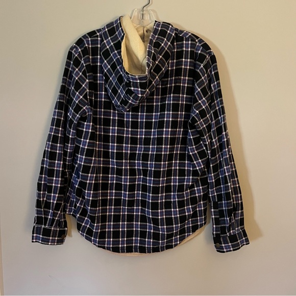 Zaful Mens Fuzzy Flannel Plaid Hooded Jacket - Men’s Medium - Picture 2 of 4